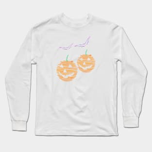 Halloween Pumpkin smiles with bat Long Sleeve T-Shirt